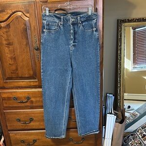 High Rise Straight Blue Denim Jeans